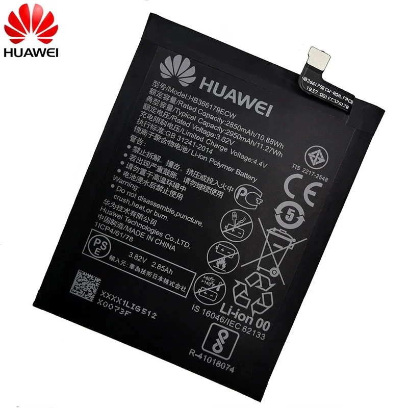 Original Replacement Battery For Huawei Nova 2 CAZ-TL00 CAZ-AL10 Nova2 HB366179ECW Genuine Phone Battery 2950mAh Batteries