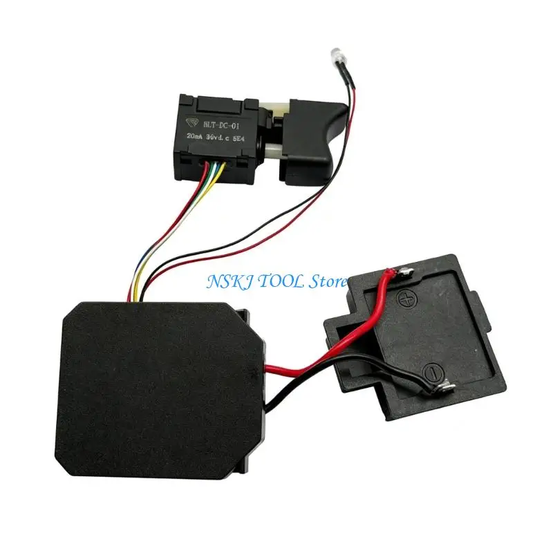 L8RC Drill Control Board Replacement Assembly with Press Start Unit, Battery Contact Base, Lamp Wire and Cable Set for 18/21V