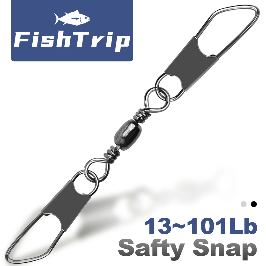 FishTrip 25Pcs Barrel Swivel Double Safty Snap American Snap Fishing Connector Versatile Fishing Accessory