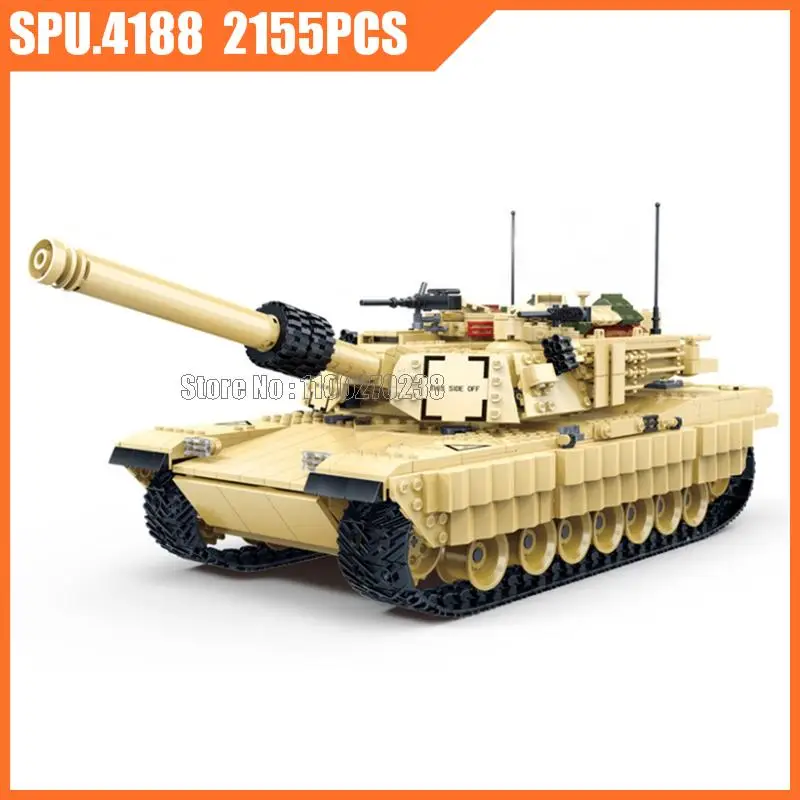 6102 2155pcs M1a2 Military Battle Tank Ww2 Soldiers Abrams Army Weapon Boy 1:18 Building Blocks Toy Kids