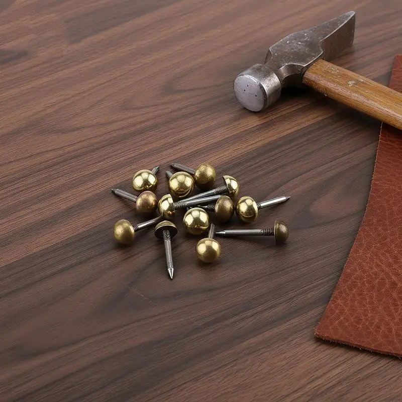10pcs Antique Brass Upholstery Studs Thumb Tacks 6/8/10/12mm Head 22mm Long Retro Decor Sofa Door Jewelry Wooden Box Cork Board