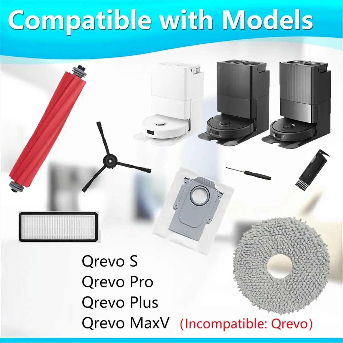 YDSC For Roborock Qrevo Pro/Qrevo MaxV/Qrevo S/Qrevo Plus Mops Hepa Filter Main Side Brush Dust Bag Replacement Parts