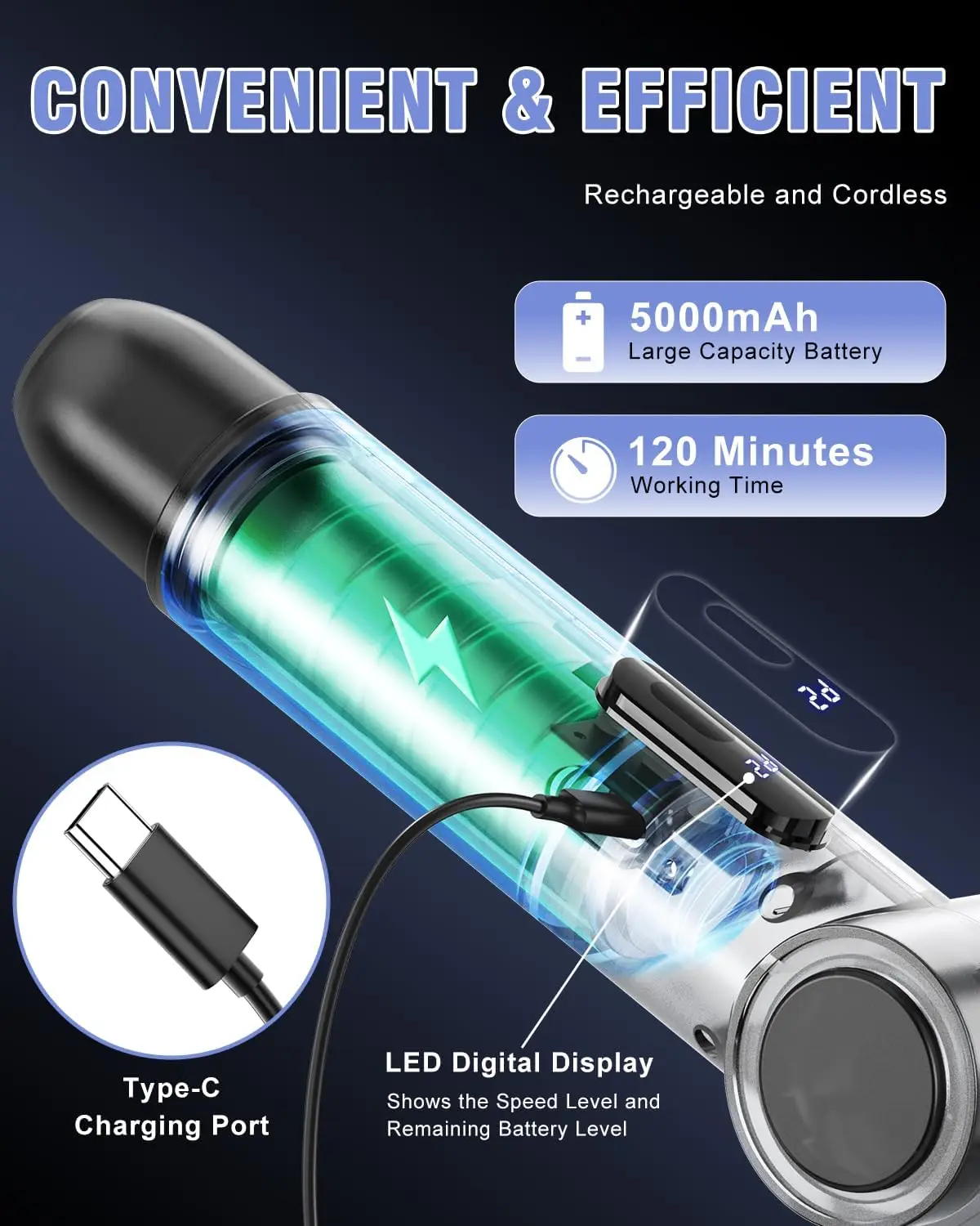 منظف دوار كهربائي، مقاوم للماء IPX7، عزم دوران 50 كجم، 9 رؤوس فرشاة، سرعتان، 4 زوايا، لبلاط أرضية الحمام (رمادي) #5
