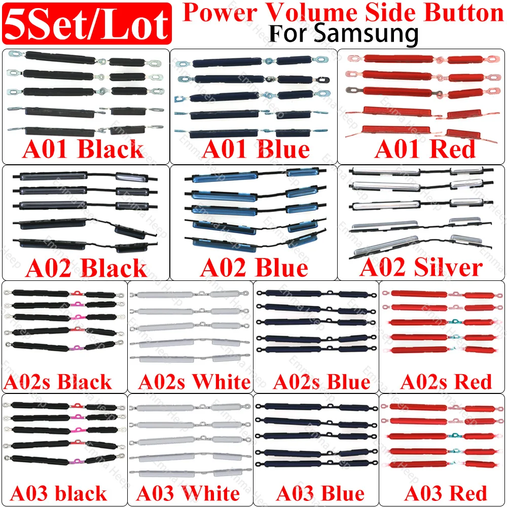 5Set Power Volume Seiten taste Taste für Samsung A01 A02 A02S A03 Telefon gehäuse ein aus nach oben nach unten kleine Ersatzteile