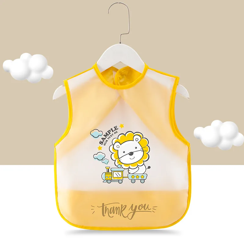 1Pcs Cartoon Pattern TPU Waterproof Lunch Feeding Bibs Cotton Adjustable Baby Bibs Cute Children Baby Apron Kids Burp Cloths Bib