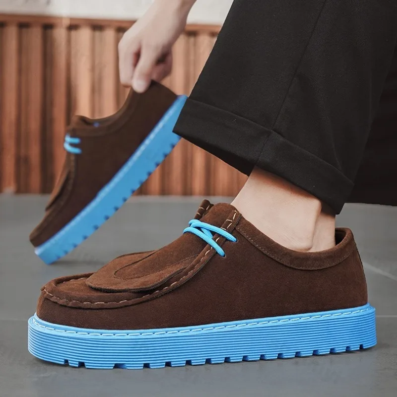 

Осень 2023, новые повседневные лоферы в стиле ретро с низким берцем на толстой подошве для мужчин, модные универсальные удобные туфли на массивном каблуке в британском стиле