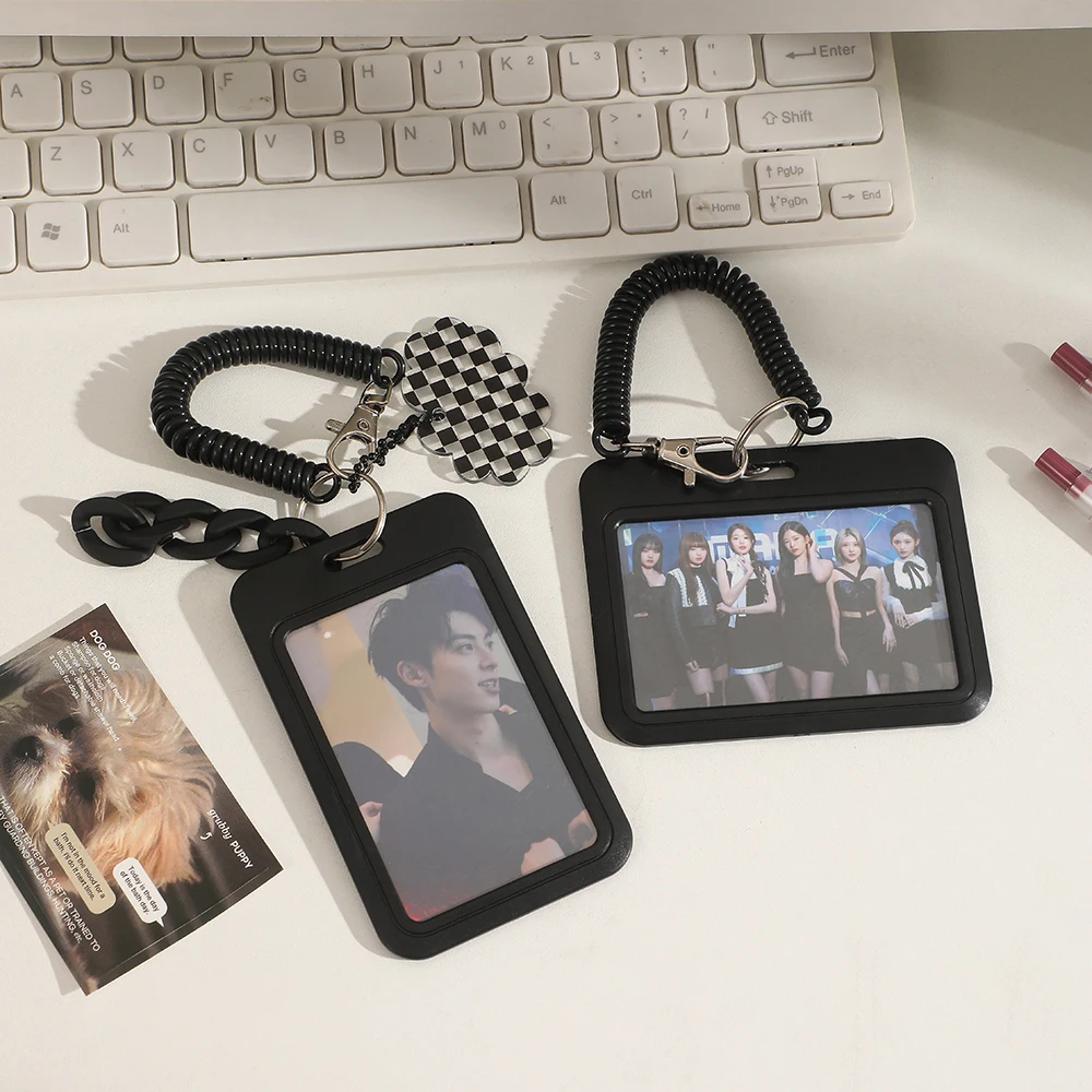 3 inch Black Style Card Holder Kpop Photocard Holder Photo Card Holder Bag Pendant School Stationery
