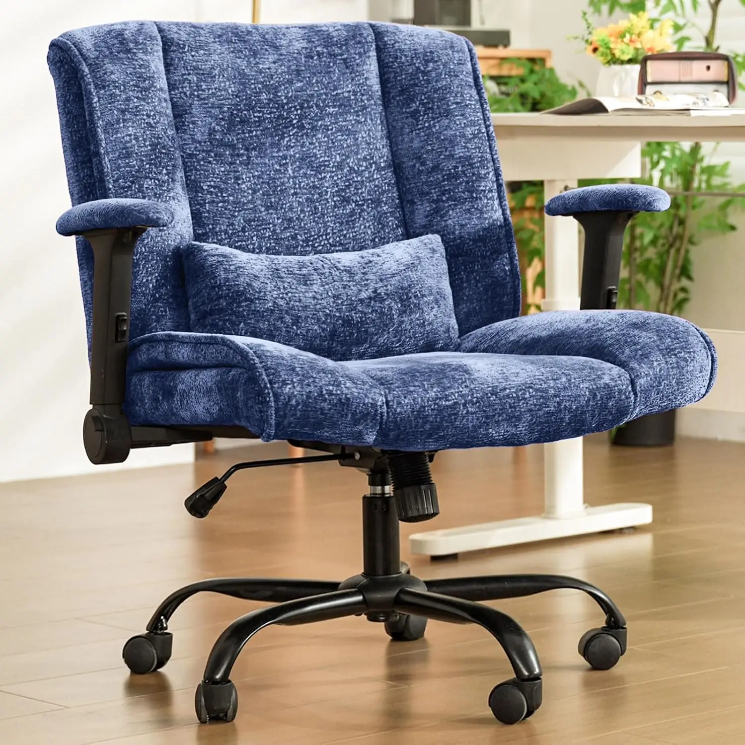 Criss Cross Chair with Wheels & Flip Arms, Wide Cross Legged Office Chair with Adjustable Tilt Criss-Cross Desk, Customized