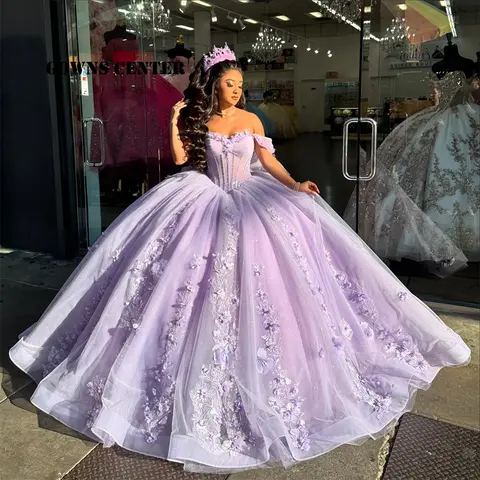 Ljuslila 15-års Quinceanera-klänningar med pärlor och kristaller i Mexiko, balklänning med rynkade släp, födelsedagslyx, specialanpassad klänning 10 best sales lila balklänning - №8