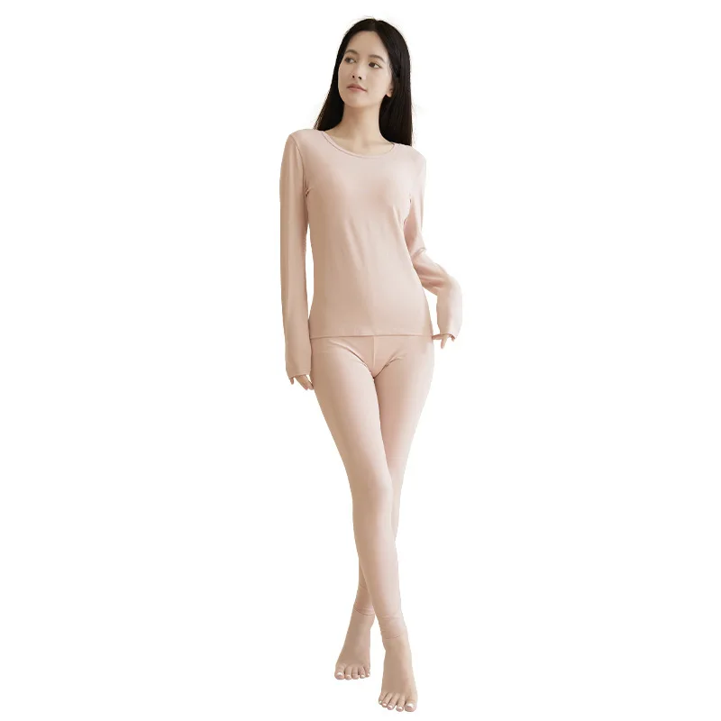 Pure Cotton Thermal Underwear Sexy Ladies Intimates Slim Women Round Neck Keep Warm Shaped Sets Female Thermal Shaping Clothes