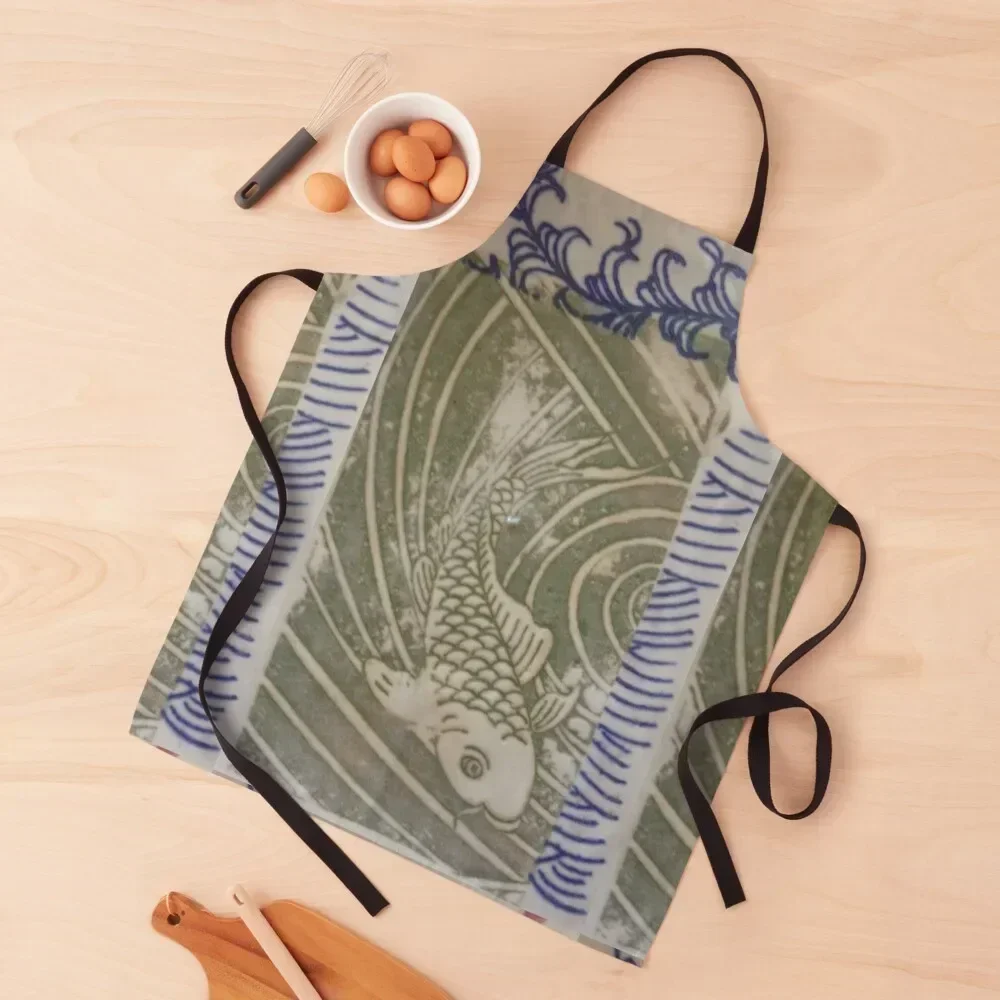 

Green Fish Apron Camping Kitchen For Man kitchen girl Chef Accessory Apron
