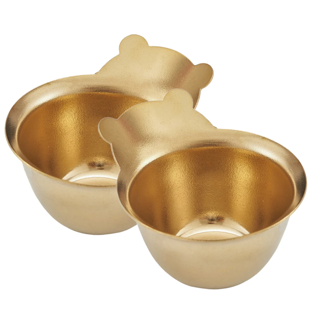 

2Pcs Bear Shaped Condiment Dishes Stainless Steel Gold 5cm Reusable Sauce Plates for Steak Pepper Small Containers Serving