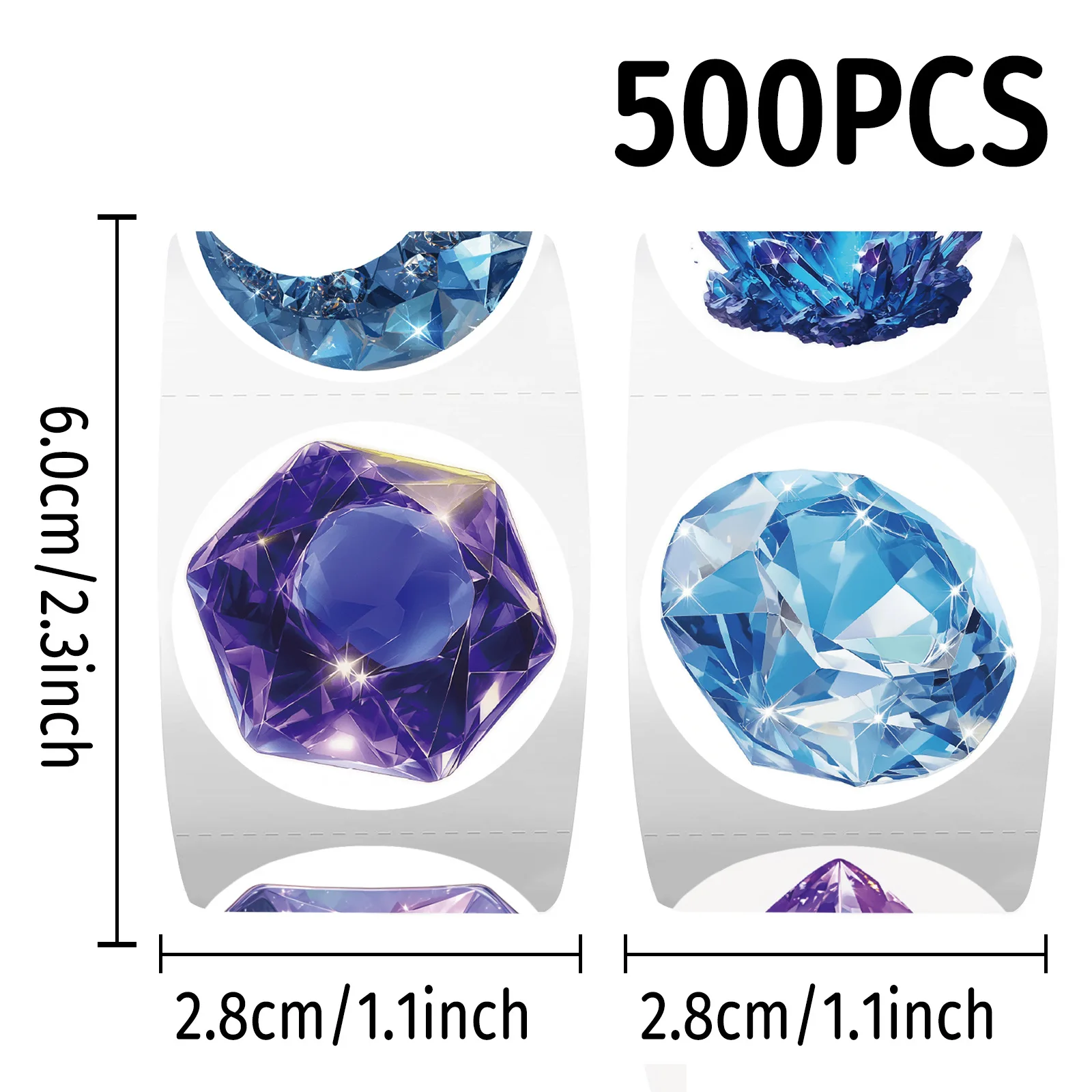 500 قطعة/لفة الكرتون لطيف جوهرة كريستال ختم ملصق DIY بها بنفسك بولي كلوريد الفينيل محمول الشارات الديكور ملصق مكافأة دمى هدايا