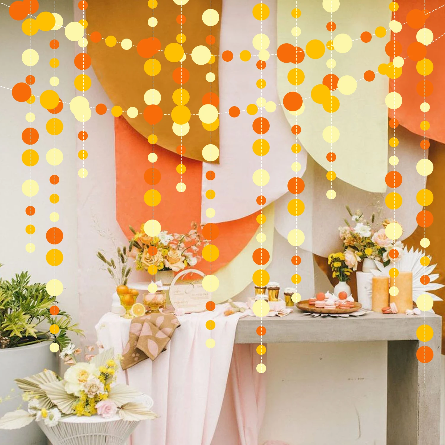 Graduation Color Polka Dots Garlands Banner Party Decorations Paper Circle Dots Streamer Hanging For Birthday BabyShower Wedding