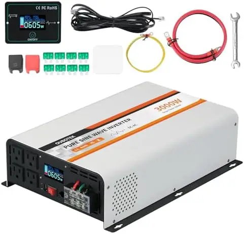 3000 Watt Pure Sine Wave Inverter 24V DC to 120V AC Converter for Truck Boat Camping Outdoor Solar System, 3000W Power Inverter