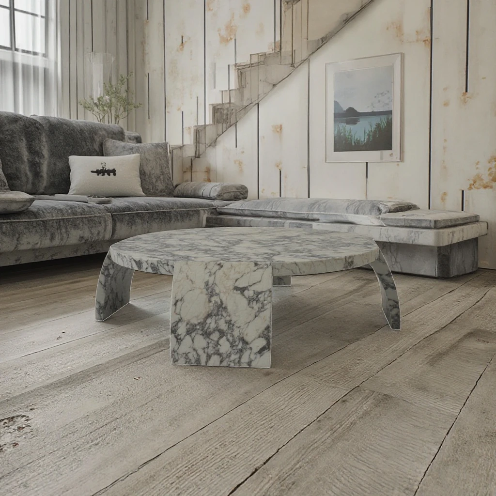 Modern White Circular Marble Coffee Table Perfect Match for Various Home Styles for Living Room Furniture