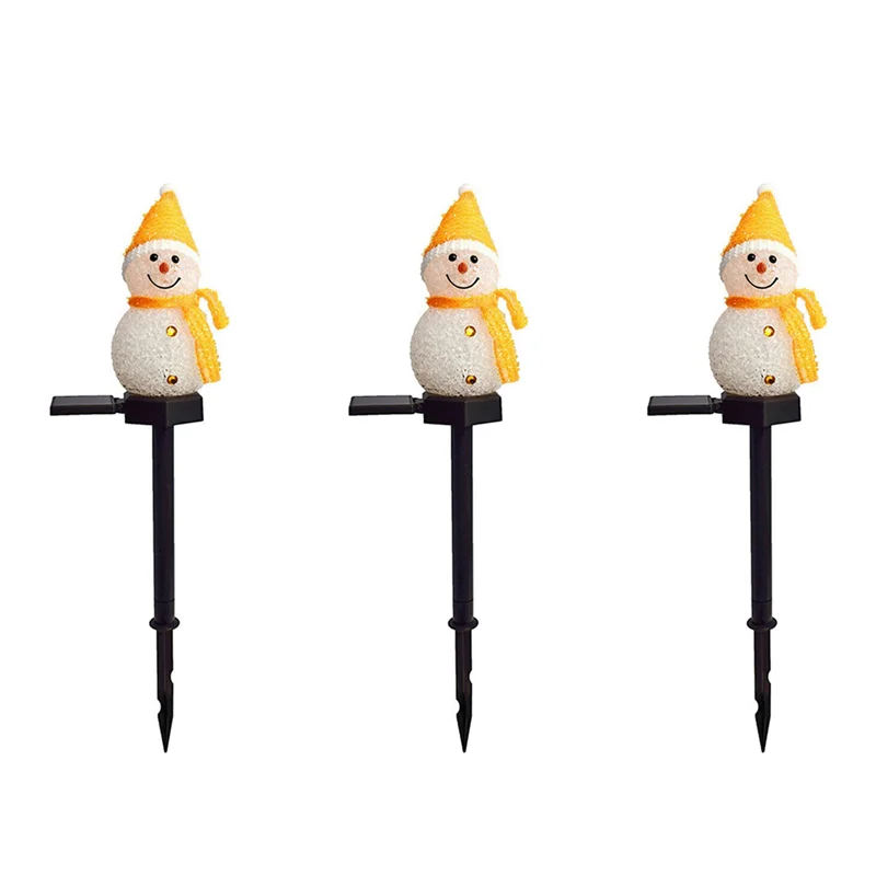 

3X Snowman Solar Lights Christmas Solar Powered LED Snowman Light Decor Outdoor Garden Stake Lamps Xmas Yellow-ABQU