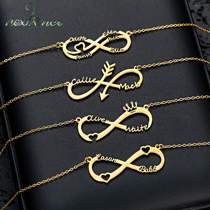 Nextvance 4 Styles Custom Name Necklace For Women Stainless Steel Personalized Infinity Pendant Choker Love Jewelry Gifts