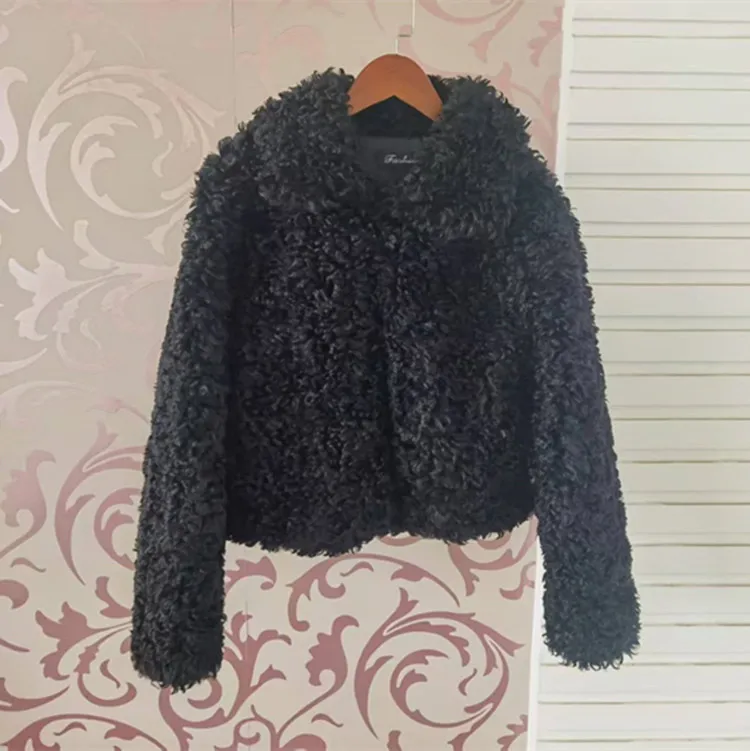 Kunstpelzjacken, Mäntel für Damen, auffällig, über dem Knie, Street Lady, mit Falten am Saum, gepolstert, V-förmiger Ausschnitt, coole Outfits, gemütlich, Distressed