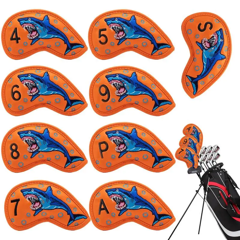 

9PCS Head Covers For Golf Clubs Magnetic Golf Club Head Cover Set Iron Head Covers Wear-Resistant Protective Headcover Golf Iron