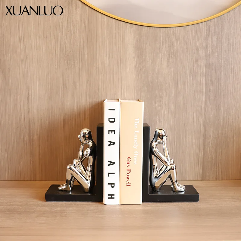 Creative, light luxury Nordic character bookends, sample room wine cabinet decorative ornaments, home study resin bookends