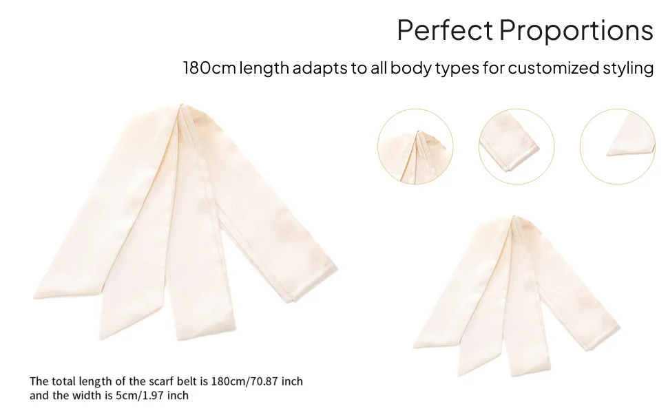 Women Coat Belt Satin Ribbon Sash Silk Waistband Narrow Waist Tie Scarf Necktie Suitable for Party Home Prom Formal Event