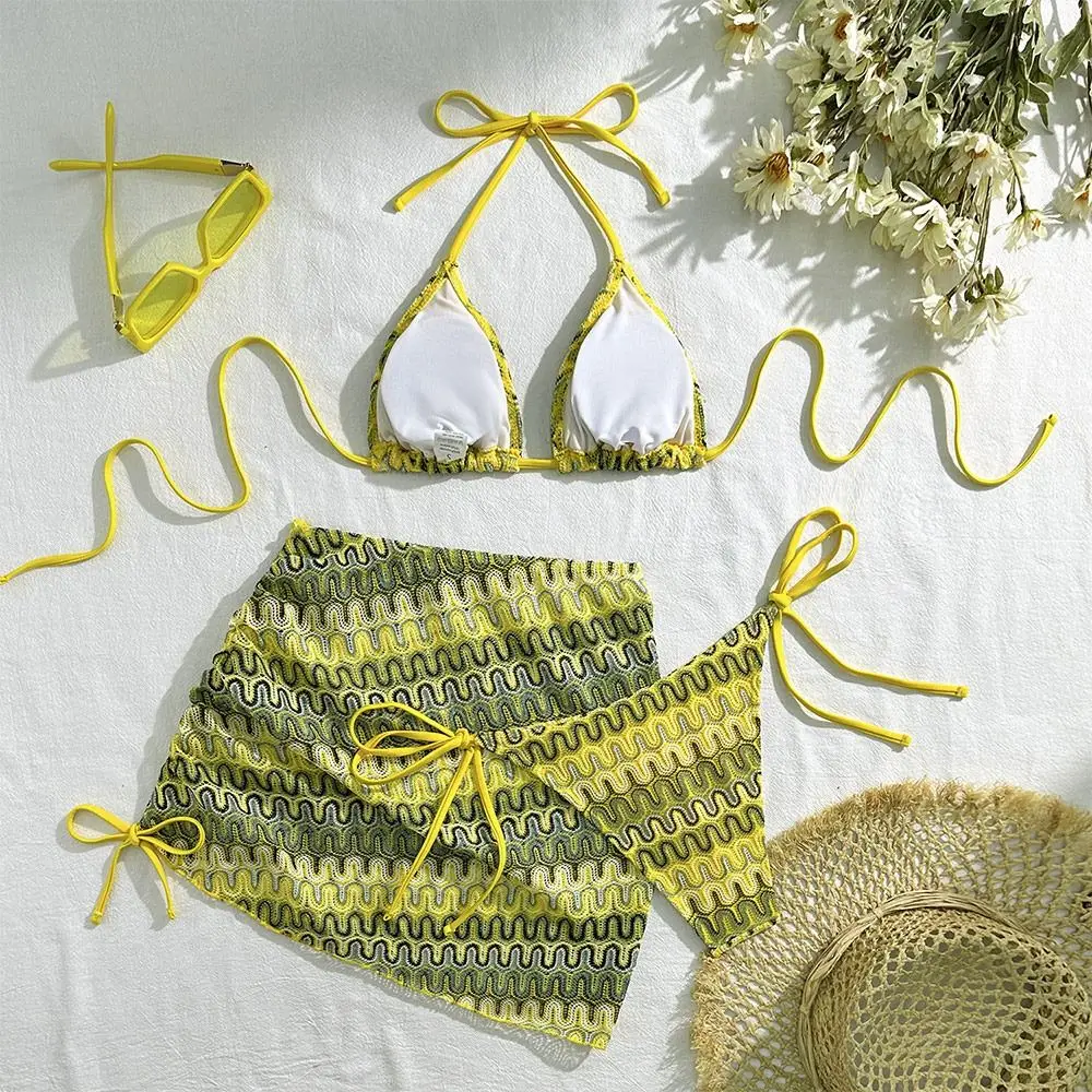 

3Pcs/Set Fashion Summer Beach Bikini Halter Casual Bikini Set Bathing Suit Brazilian Women Swimsuit Holiday