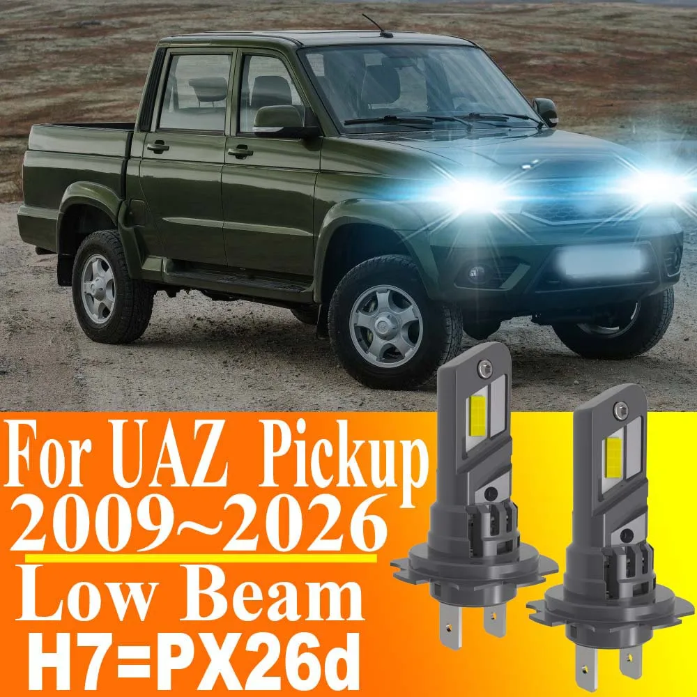 

2 шт. светодиодные лампы H7 PX26d Canbus без ошибок, высокомощные, белый свет, турбо-диодные, 12В 55Вт, для УАЗ Пикап 2009-2026