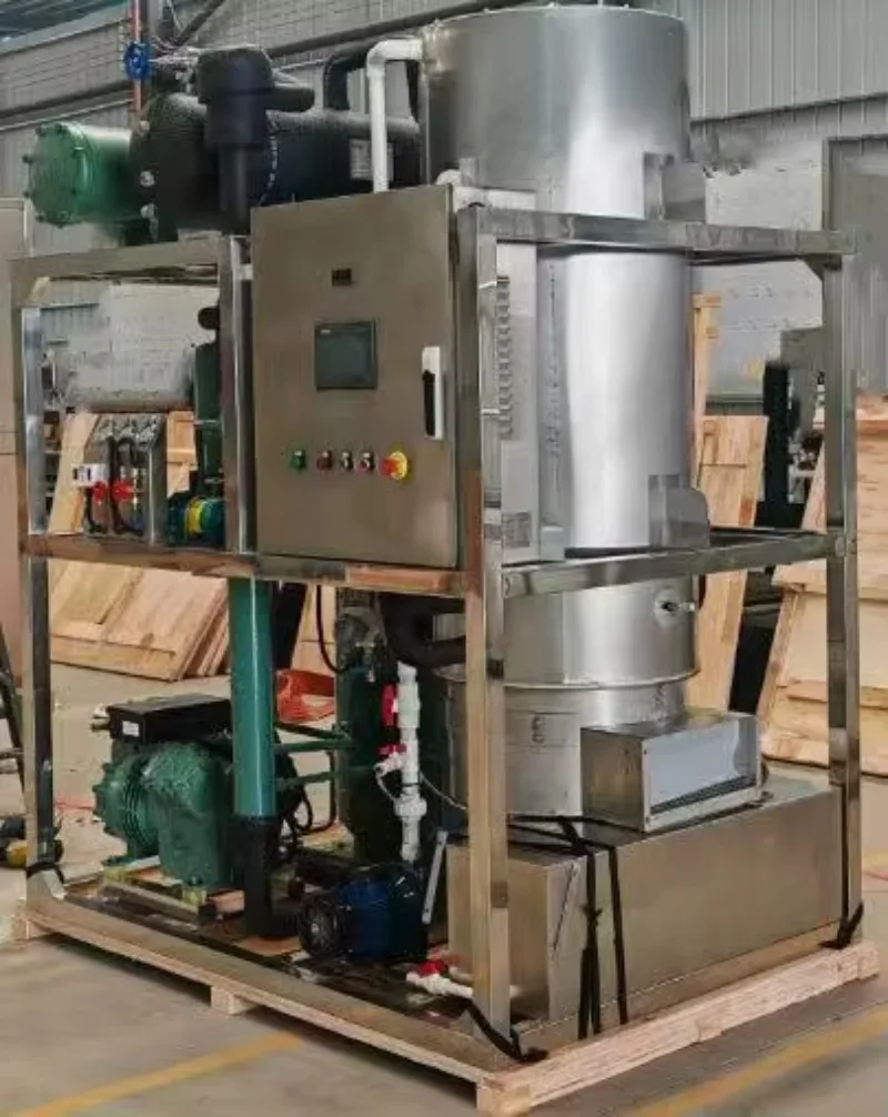 Cylindrical Tube Ice Machine for Beverage Seafood Chilling Efficient Cooling Contact Industrial Ice Maker Custom