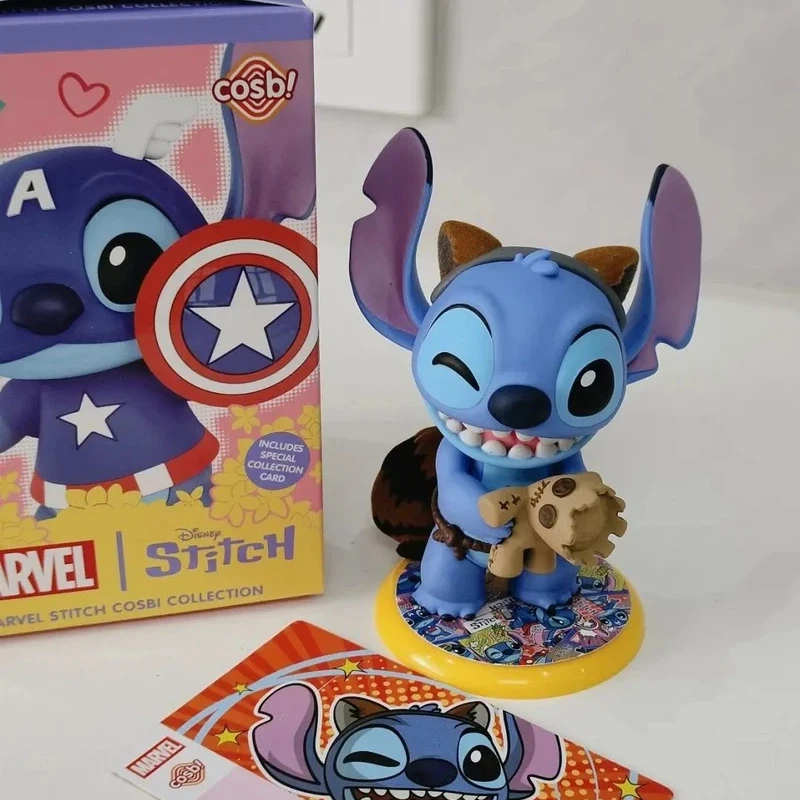 

Marvel Authentic Cosbi Stitch As Captain America Mini Blind Box Action Figure Collectible Desktop Decor Gift For Boys