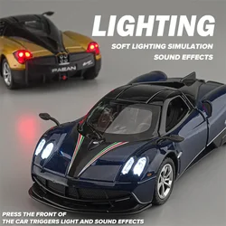 Scale 1/36 Pagani Huayra Dinastia Metal Cars Toys Diecast Alloy Car Model for Boys Children Kids Toy Vehicles Sound and Light