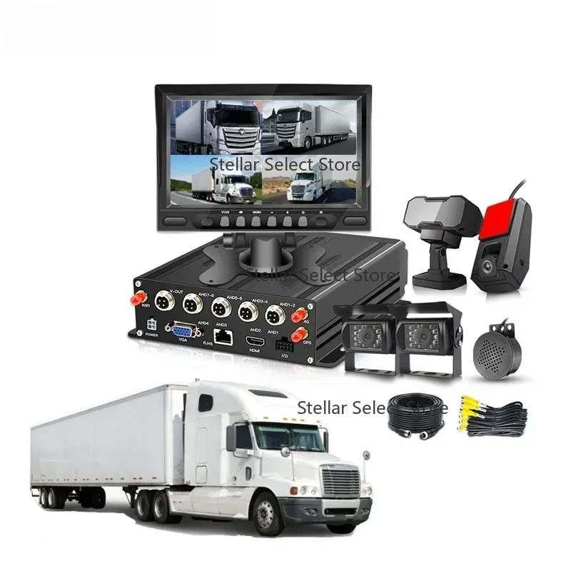 Truck Bus  Sleep Driving Alarm Driver Fatigue Management ADAS DSM 4CH SD DVR 4G GPS WIFI 1080P Monitoring 360 Camera System