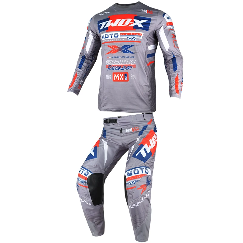 اثنين X المنصة المصارع موتوكروس MX/ATV جيرسي بانت إندورو مجموعة تروس دراجة نارية الملابس الجبلية Carracing دعوى على الطرق الوعرة الترابية دراجة عدة #3