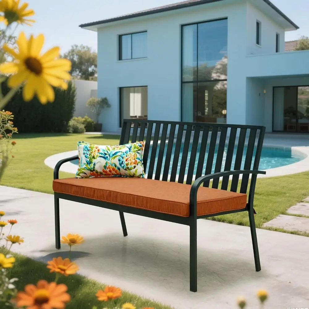 وسادة مقعد خارجية من قماش Olefin مقاومة للماء، غطاء قابل للإزالة، مقاوم للبهتان بالأشعة فوق البنفسجية، تتضمن العلاقات، المقاسات: 42 × 18، 48 × 18، 59 × 18 i