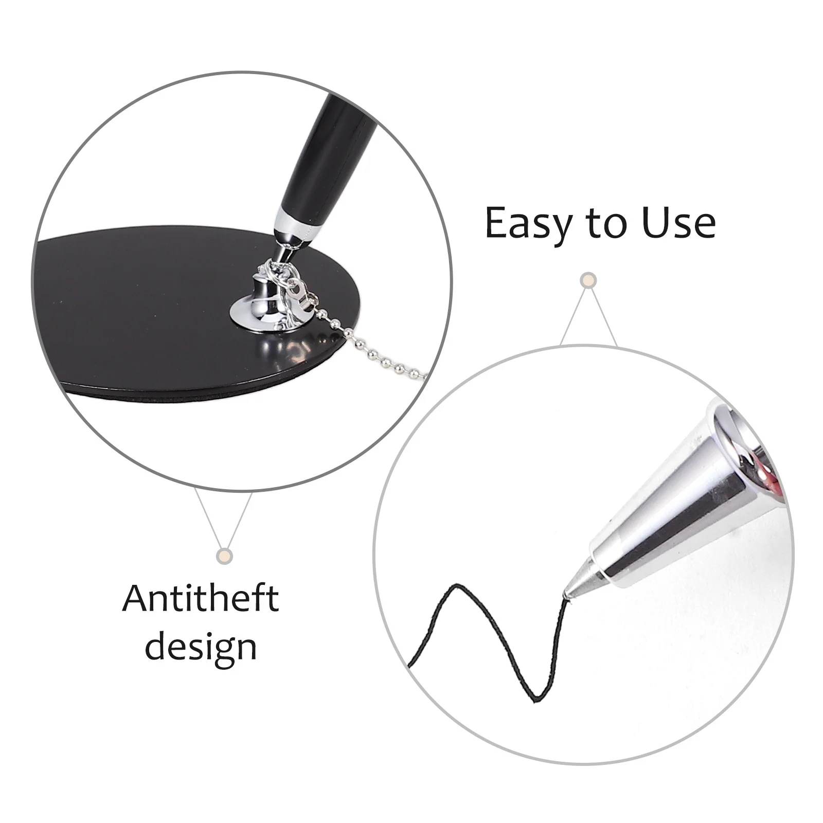 مكتب معدني قلم حبر جاف مطرز سلسلة حامل آمنة عداد الكتابة أداة لمكتب البنك فندق الصلب الأمن القلم القرطاسية #2