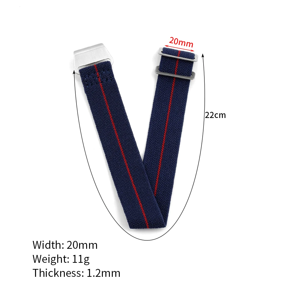 60s French Troops Parachute Bag Elastic Watch Strap 18mm 20mm 22mm Nylon Watch Bands Universal Smart Watch Fabric Wristband