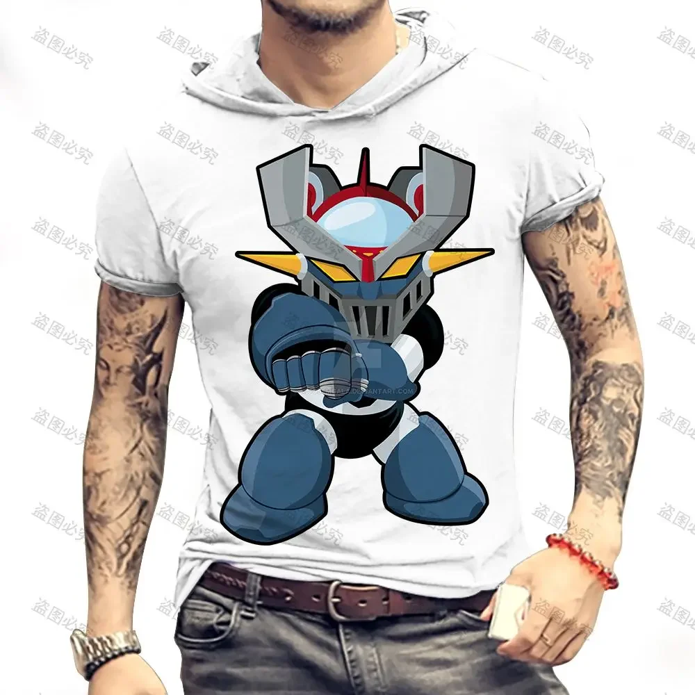 Men Clothing Mazinger Z Hip Hop Men's Hooded T-Shirt High Quality Streetwear Essentials 2022 Trend 3XL Y2k Oversized T-Shirt New