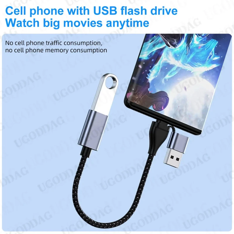 USB C OTG Cable Phone Adapter 2 in 1 USB to USB A Type C Adapter Converter for Samsung Huawei Xiaomi Phone Laptop Tablet U Disk