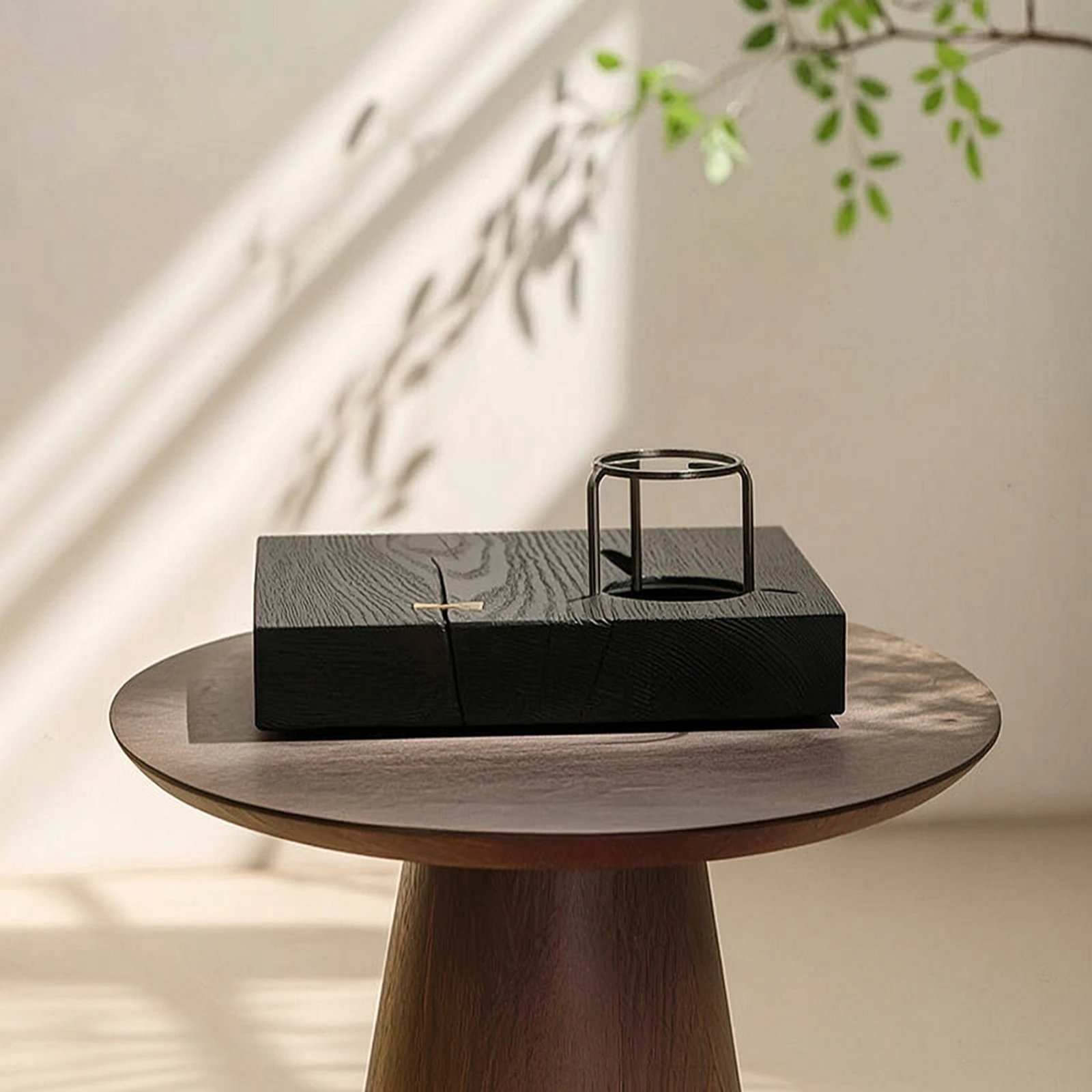 Tea Tray with Opening Minimalist Wooden Tea Tray Low-Profile Compact for Minimalists, Tabletop Display, Reading Corner