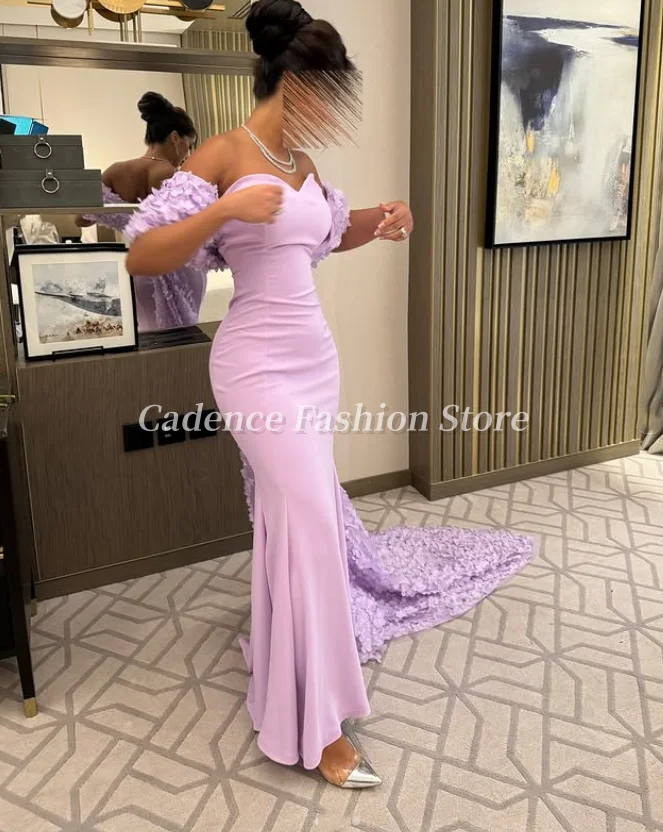 사용자 정의 우아한 라일락 보라색 Strapless 인어 아랍 댄스 파티 드레스 두바이 이브닝 가운 공식 연회 드레스