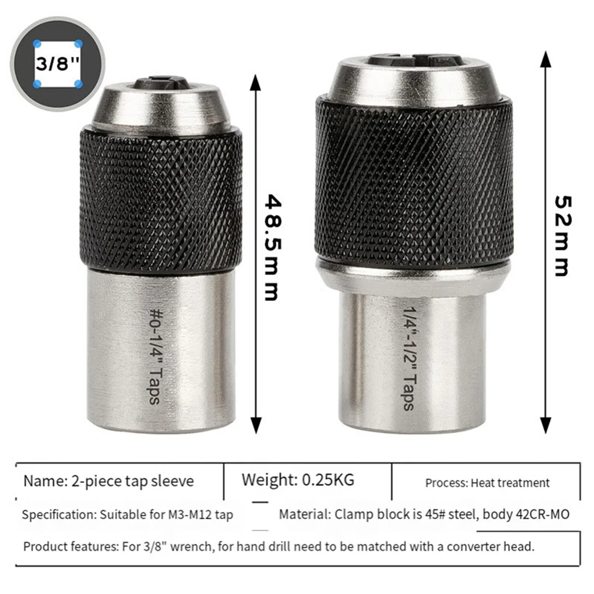 2pcs Tap Socket Set,Extraction Tool with Adjustable Jaws,Suitable for Taps,Reamers,Screw