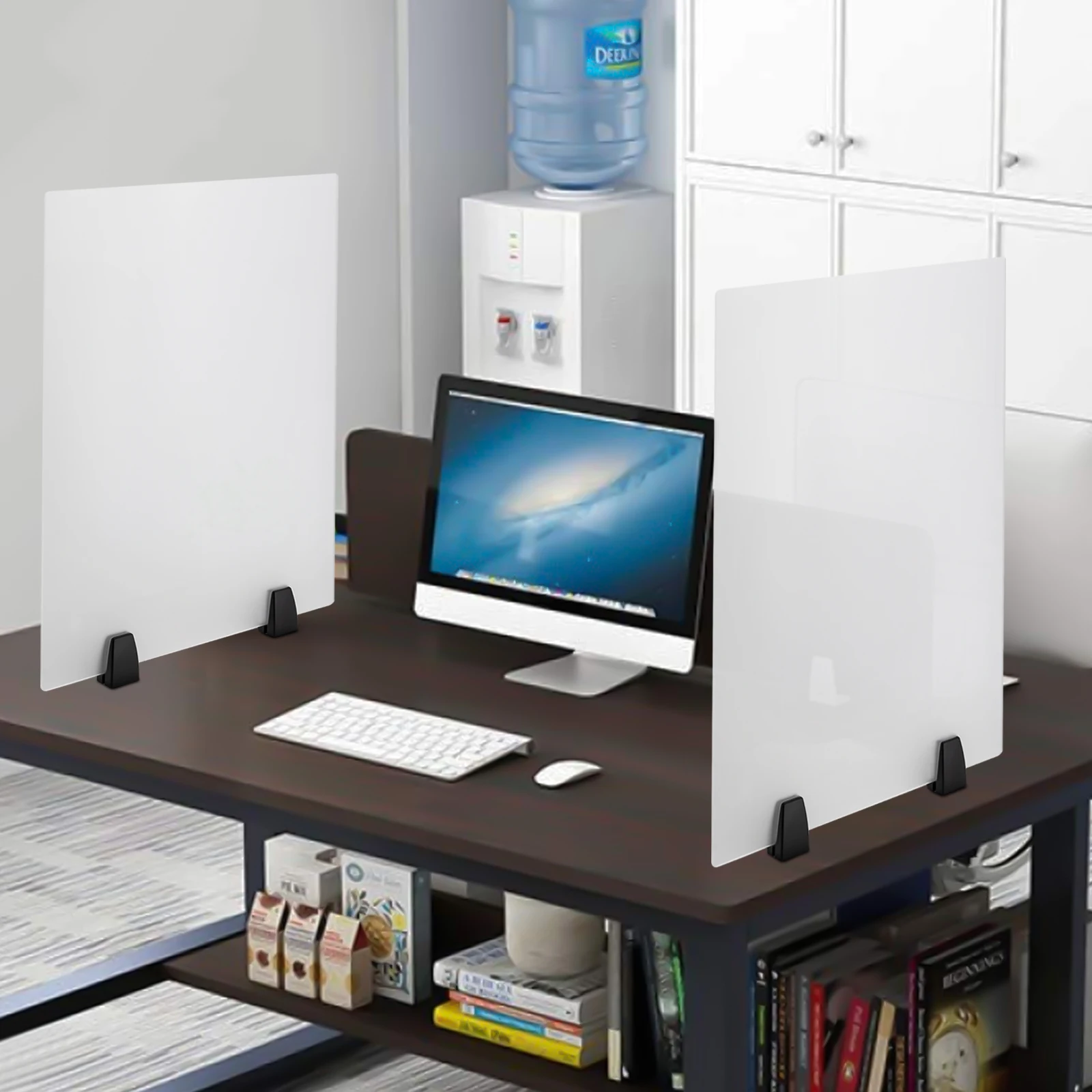 

2 Pcs Dual Frosted Plexiglass 24 X 18 Inch Clamp-on Desk Privacy Panels, Acrylic Cubicle Desk Dividers, Office Partitions