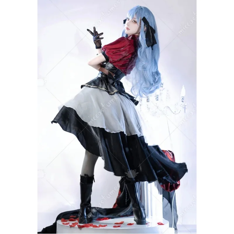 MICCOSTUMES 女性サキココスプレ衣装ステージスーツトップスカートウエストバンドマスク付き