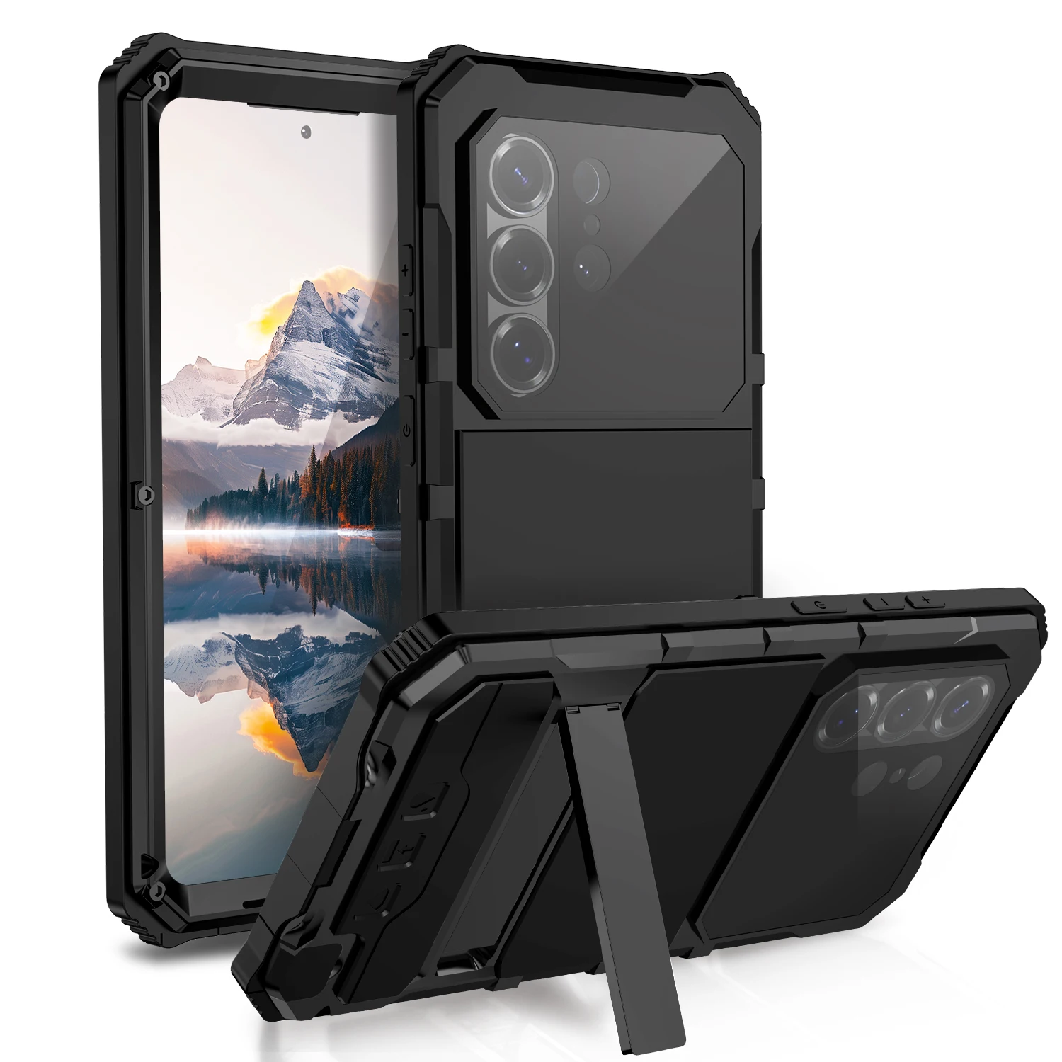 

Heavy Duty Aluminum Metal Case For Samsung S26 S25 S24 S23 S22 Ultra Full Body Shockproof Dustproof Cover Screen Protect Stand