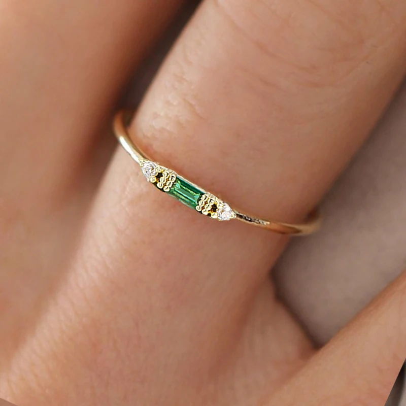 Thin Dainty Stacking Rings For Women Elegant Mini 3 Color Crystal Zircon Tiny Eternity Stacking Ring Fashion Jewelry KCR065