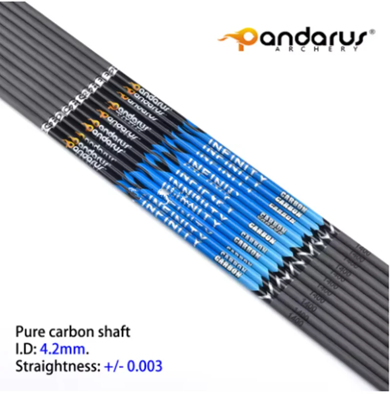 

6/12 шт. Pandarus Infinity ID4,2 мм 100% чистый карбон, древ для стрел Spine400-1500, стрельба из лука, трубка для стрельбы из изогнутого блочного лука