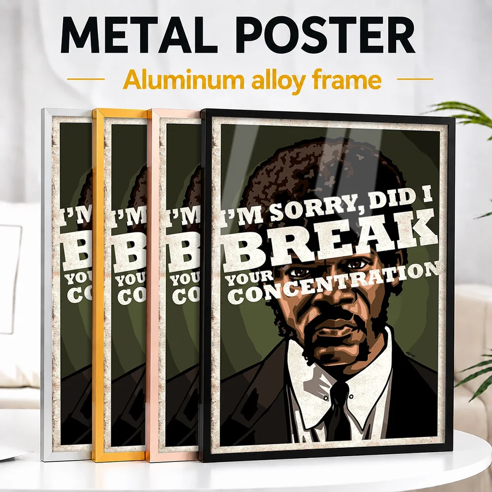 Jules Winnfield Metal Poster With Aluminum Alloy Frame Customized Comic Style Wall Art For Film Screening Room, Cinema Fan Gift