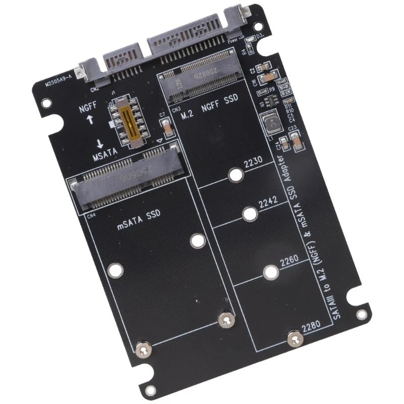 M.2 NGFF And MSATA To SATA3 Adapter, Double Slot SSD Interfaces With Selective Access Switching