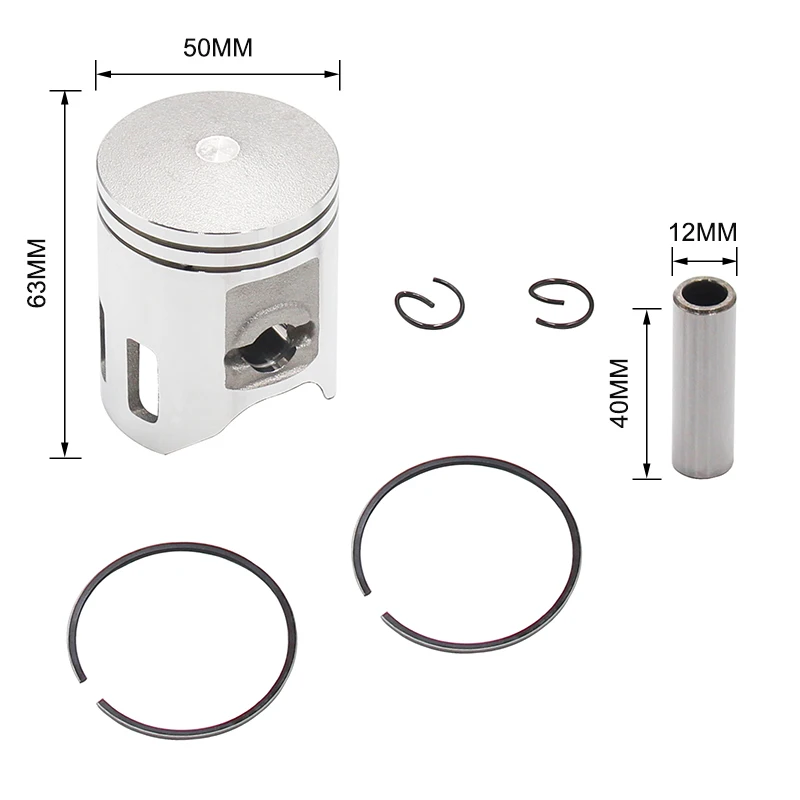 JOG 90cc PISTON AND RING SET 50mm / 12mm PIN FOR MINARELLI 2 STROKE MOTORS