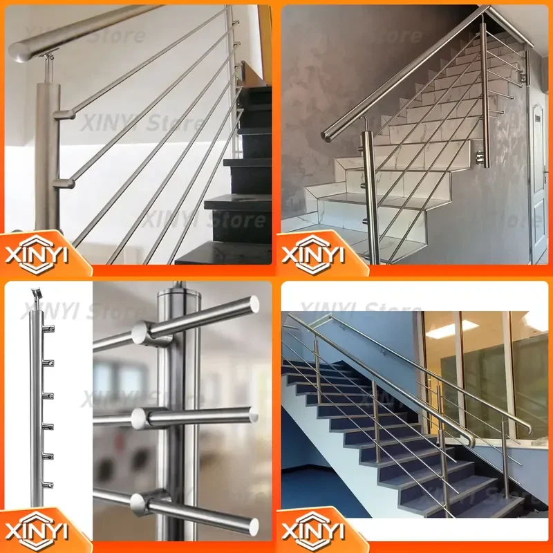 for Stainless Steel Tube Balustrade Post Rod Bar Stair Railing for Home Building Decoration Modern Customization Railings